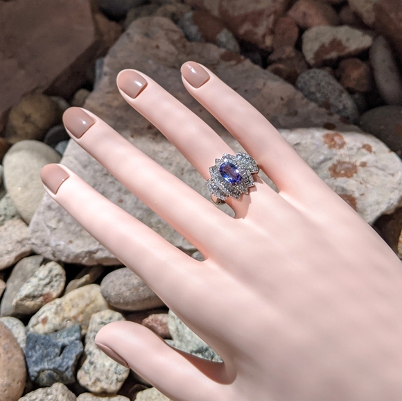 14k Tanzanite Diamond Cocktail Ring - Picture 8 of 8